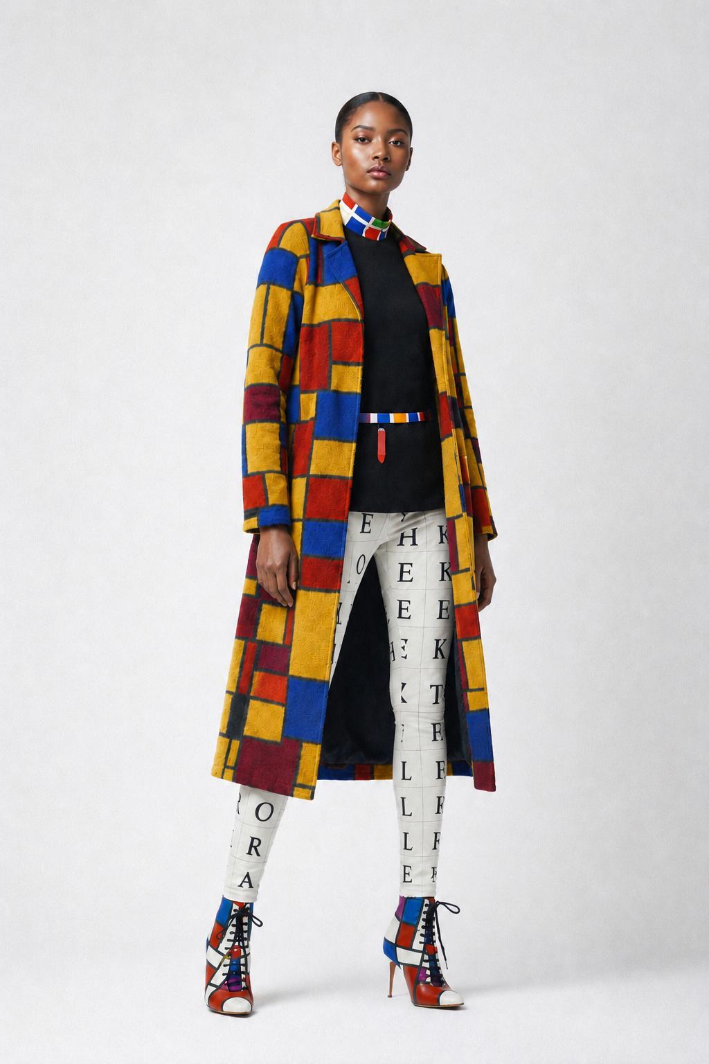 Colour Block Long Coat